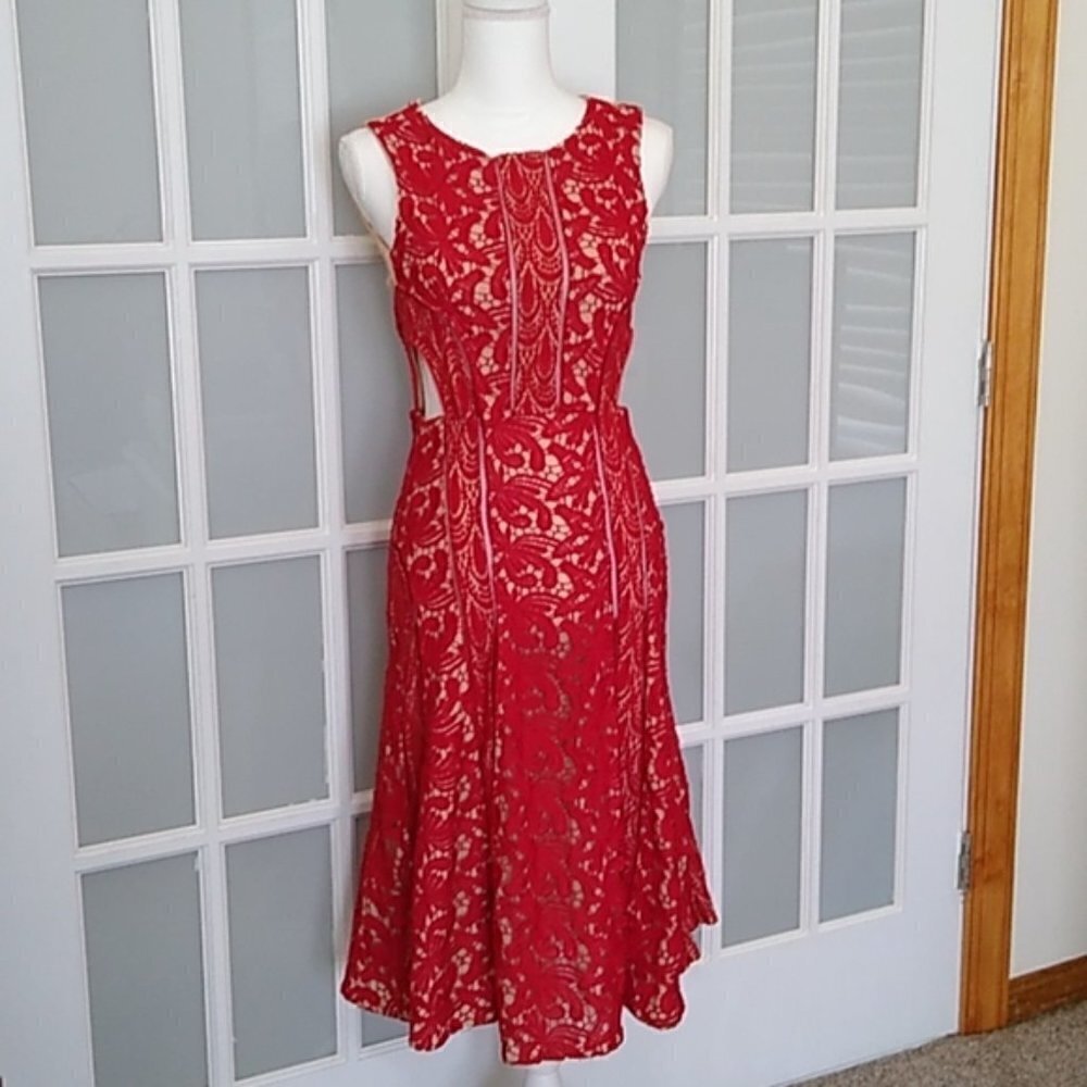 Akira Black Label Lace Cutout Peekaboo Sexy Midi Dress - Picture 3 of 16